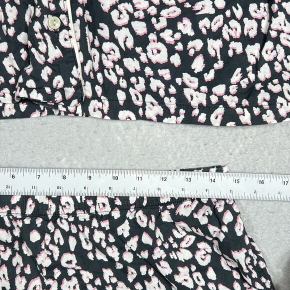 Victoria's Secret Pajamas Womens Medium Black Pink Leopard Shirt Shorts PJ Set - Picture 7 of 12